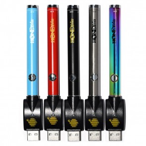 HoneyStick 510 Twist Vape Pen Battery Specs:
- 510 thread variable voltage vape battery
- The voltage adjust between 2.0V - 4.0V with a twist knob
- High Capacity 500 MAH Battery
- Preheat function
- Quality look and feel
- 5 great finishes: Multi-Color, Black, Silver, Red, and Blue
