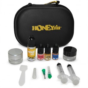 Everything you need to mix your own oils

FEATURES:
- 2x Glass Container
- 2x Syringe
- Mixing Spatula
- 10ml Proprietary PG+Mixer
- 3x 2ml Flavor Shots
BONUS Zipper Carrying Case Included! ($20 value)

*Carrying Case holds mod kits.