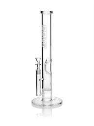 The GRAV® Medium Straight Base with Disc Water Pipe is an excellent tube with a twist. The main attraction of this beauty is the honeycomb disc, which forces water and smoke through many tight restrictions to remove tar and debris. This gives you the smoothest and cleanest hits, which are only enhanced by the geometric pinch that doubles as an ice catcher and a splash guard. The Medium Straight Base with Disc comes with a 14mm GRAV® Funnel Bowl. All you need to add is about 1.5" of water before you're ready to experience smoke as smooth as honey. This piece comes in crystal clear glass.

Length  Height : 12" 
Joint : 14mm Female 
Use  With : Flower 
Comes  With : 14mm Funnel Bowl 
Designed  By : Stephan Peirce 
